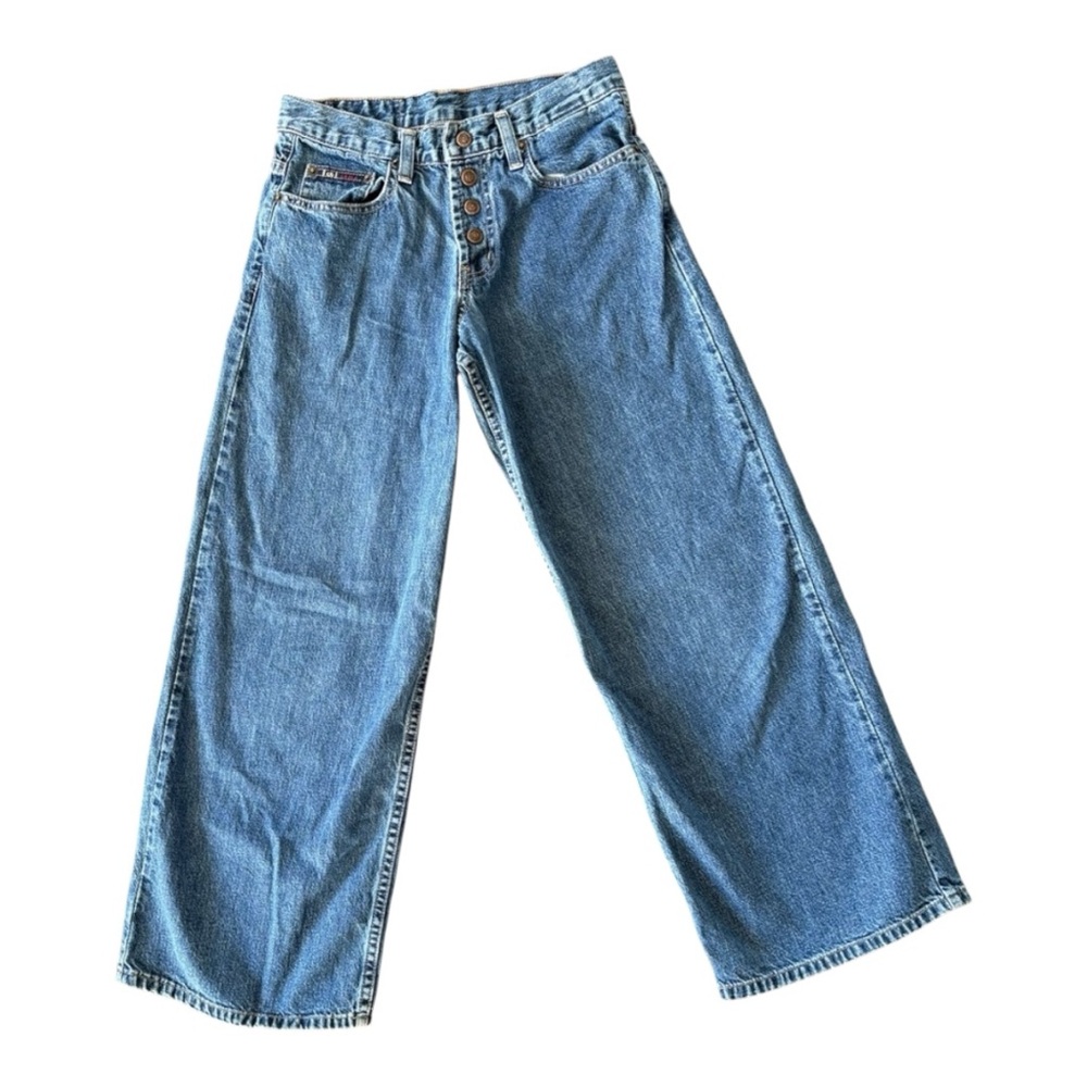 Blue Wide-Leg High-Waisted Jeans